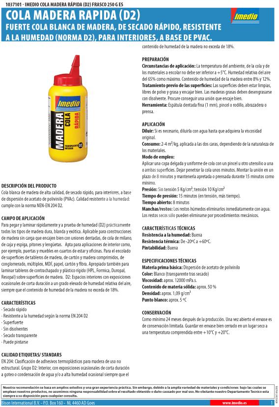 COLA MADERA RAPIDA 250 gr.