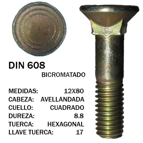TORNILLO ARADO DIN 608 12X80 8,8