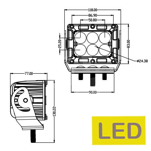 FARO DE TRABAJO 6 LED PRO  30w flood