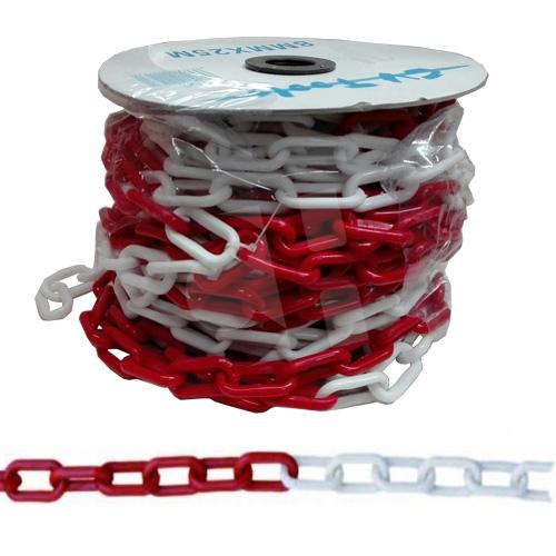 CADENA PLASTICO 8MM ROJA -BLANCA ( 25 MT