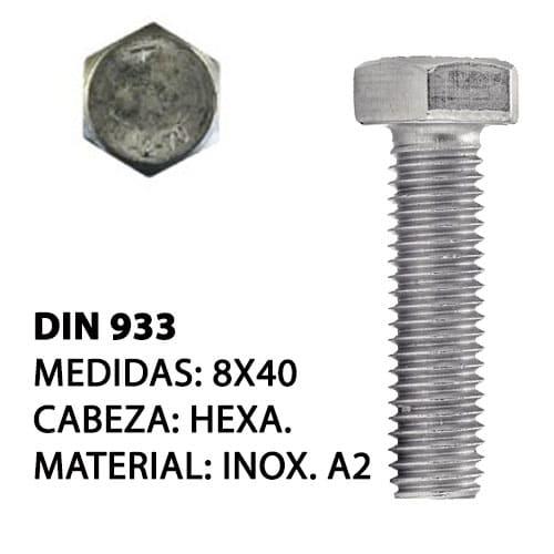 TORNILLO A2 DIN 933 8X40 INOX.