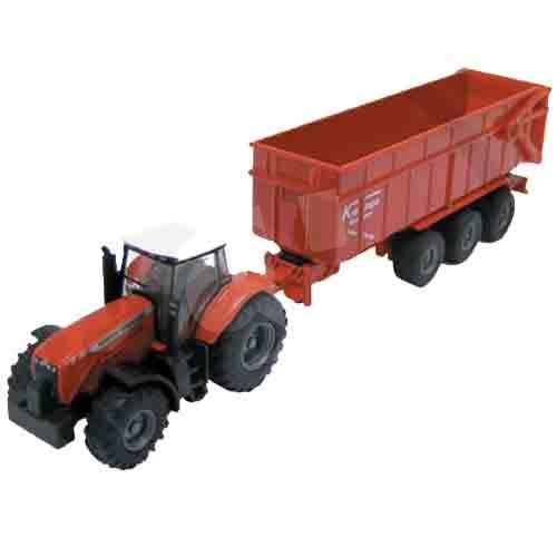 TRACTOR MINIATURA MASSEY FERGUSON CON REMOLQUE